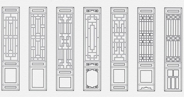 从江常用中式仿古花窗图案隔断设计图